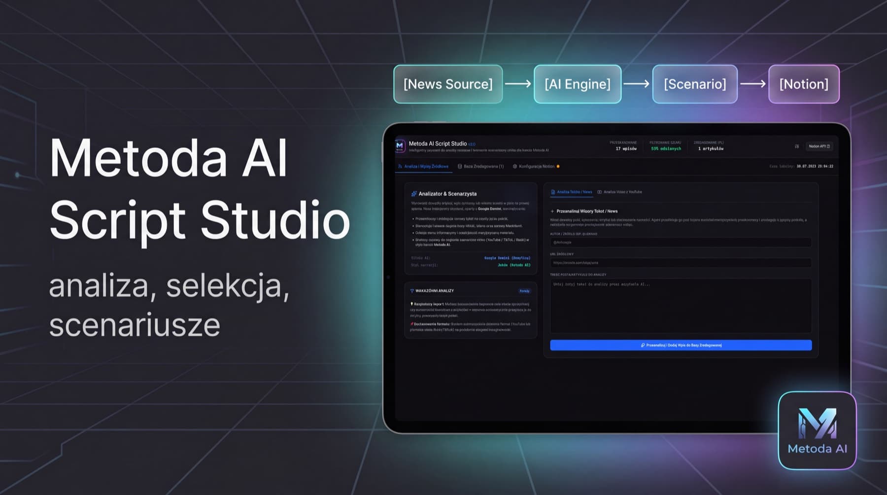 Wizualizacja koncepcji Metoda AI Script Studio